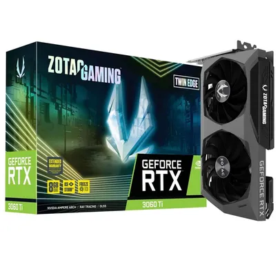 Placa de Vídeo RTX 3060 Ti Twin Edge Zotac Gaming GeForce, 8 GB GDDR6X, LED, DLSS, Ray Tracing - ZT-