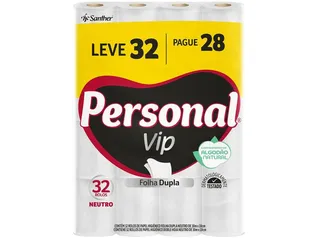 Papel Higiênico Folha Dupla Personal Vip 32 Rolos 30m