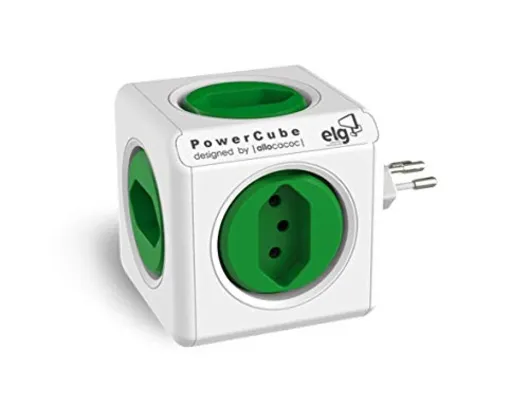 [Prime] Multiplicador 5 Tomadas Bivolt - PowerCube ELG - PWC-R5, Verde e Branco | R$ 71