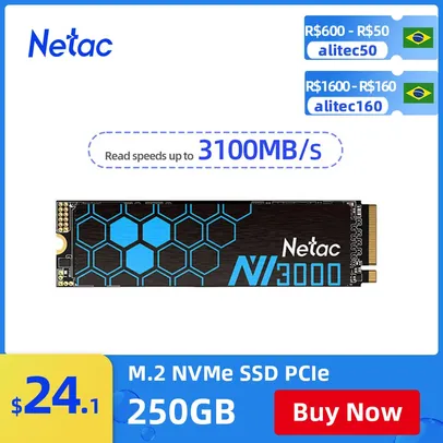 SSD NVME 1TB Netac Leitura 3100 Escrita 2100