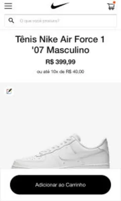 Nike Air force 1 Branco (41 a 45) - Masculino | R$400