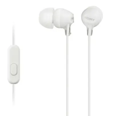 Fone de Ouvido Estéreo Sony MDR EX15AP/WCE com Microfone Branco - R$29