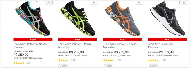 30% OFF em uma seleção da Calçados