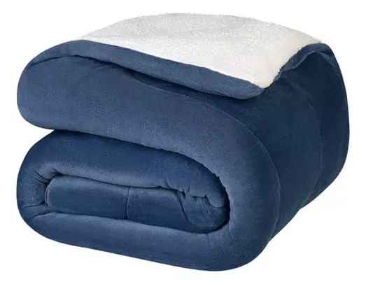 Edredom Coberdrom Sherpa Casal Lepper Azul Canvas