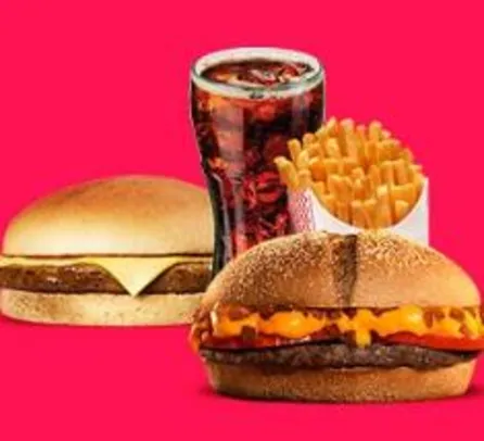 Cheddar + Cheeseburger + Batata M + Refil de Refri do Bob's por R$18,50