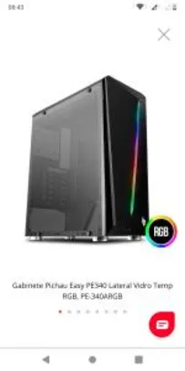 Gabinete Pichau Easy PE340 Lateral Vidro Temp RGB, PE-340ARGB | R$170