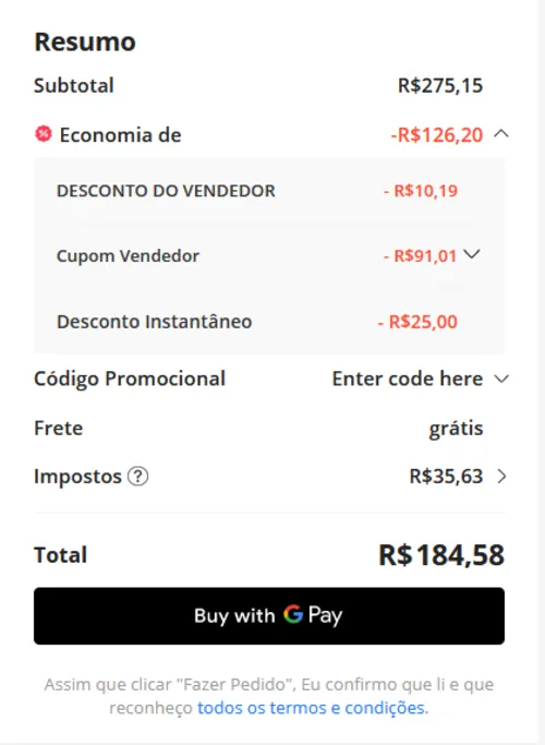 Imagem na descrição da promoção