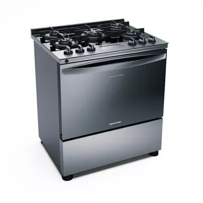 Fogão Brastemp 5 Bocas Cor Inox Com Mesa De Vidro E Turbo Chama - BFS5VCR • BIVOLT