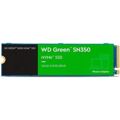 SSD WD Green SN350 1T, M.2 2280, PCIe, NVMe, Leitura: 3200MB/s, Gravação: 2500MB/s, Verde - WDS100T3