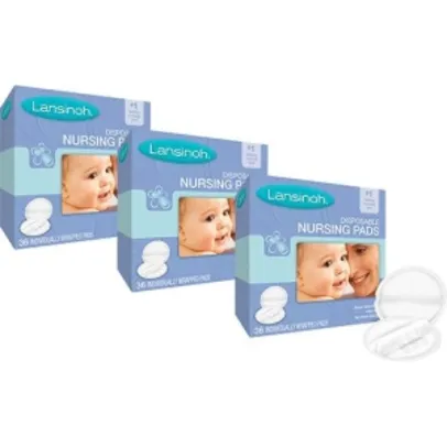 3 Absorventes Descartáveis para os Seios Lansinoh - 108 Unidades - R$88