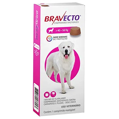 Bravecto Cães de 40 até 56kg Bravecto para Cães, 40 a 56kg (Prime R$ 50,00 off + Frete Free)