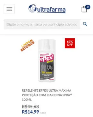 REPELENTE EFFEX ULTRA MÁXIMA PROTEÇÃO COM ICARIDINA SPRAY 100ML R$15