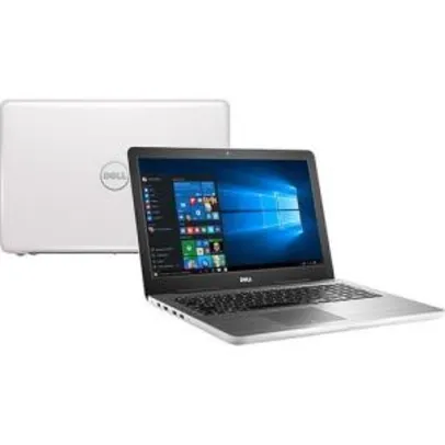 Notebook Dell Inspiron i15-5567-A30B Intel 7 Core i5 8GB (AMD Radeon R7 M445 de 2GB) 1TB Tela LED 15,6" Windows 10 - Branco - R$2519