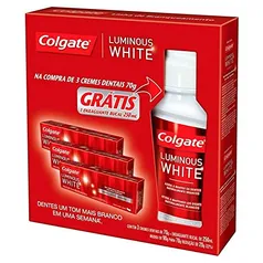 Kit 3 Creme Dental Luminous White 70g + Enxaguante Bucal, Colgate, 250 Ml, Multicolorido