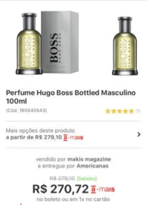 (AME R$227) Perfume Hugo Boss Bottled EDT 100ml R$241