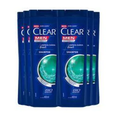 Diversos Kits com 6 Shampoos Clear Men de 400 ml por R$ 59