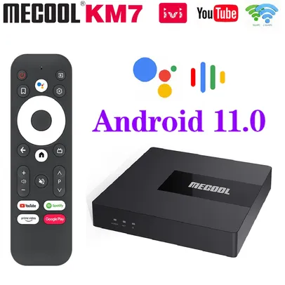 Conversor TV Box Mecool km7 (2gb 16 ddr4 amlogic s905y4 android TV 11)