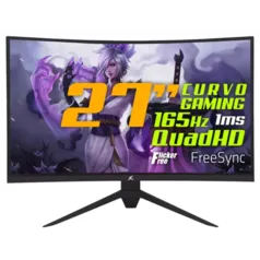 Monitor Gamer SuperFrame Precision, 27 Pol CURVO, Quad HD, FreeSync/G-Sync, 1ms, 165Hz, HDMI/DP, SFP2701G