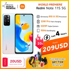 Smartphone Global Version Xiaomi Redmi Note 11S 5G  Dimensity 810 NFC 33W Pro Fast Charging 50MP AI Triple Camera| | 