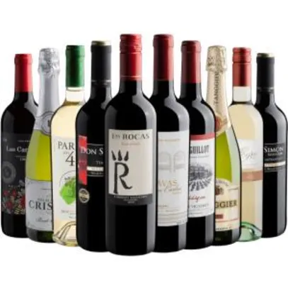 [Primeira Compra] Kit 10 vinhos importados + Saca Rolha 2 Estágios - R$199