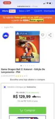 Game Dragon Ball Z: Kakarot - Edição De Lançamento - PS4 | R$ 130