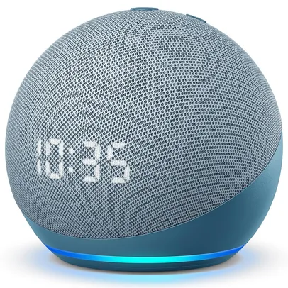 Smart Speaker Amazon Echo Dot 4ª Geração com Relógio e Alexa – Azul | R$303