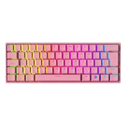 [App] Teclado Mecânico Gamer KBM! GAMING TG600, Rosa, 60% e ABNT2, RGB, Switch Gateron Red - KGTG600RSVR