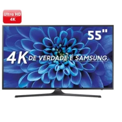 Smart TV LED 55" Ultra HD 4K Samsung 55KU6000 com HDR Premium, Quadcore, Upscaling, Wi-Fi, Entradas HDMI e USB