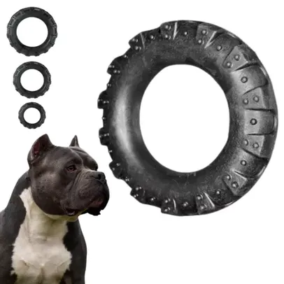 Brinquedo Mordedor Pneu Maciço Preto Super Resistente para Cães Pet