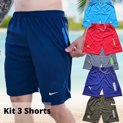 Saindo por R$ 48: Kit 3 Shorts Masculino Treino Academia Promoção Com Bolso | Pelando