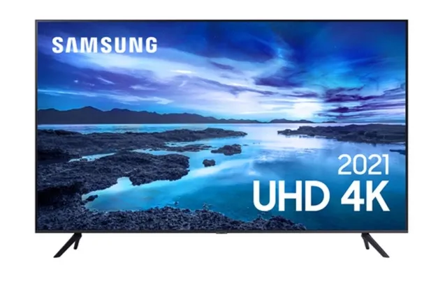 Smart TV Samsung 75" UHD 4K UN75AU7700GXZD Processador Crystal 4K Tela sem limites Visual Livre de C