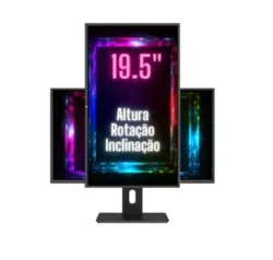 Monitor 19.5'', Led Ergonômico, Ajuste De Altura, Rotação, Inclinação, Widescreen, 2ms, 75hz, Hd+, HDMI, Vesa, Pro 1953g