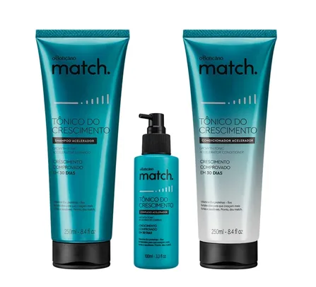 Combo Match Tônico Do Crescimento: Shampoo, 250ml + Condicionador, 250ml + Complexo Acelerador, 100ml