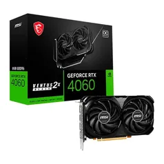 [App/1ª Compra] (R$1458 com cashback Pelando) Placa de Vídeo RTX 4060 VENTUS 2x Black OC MSI NVIDIA GeForce, 8GB GDDR6, DLSS, Ray Tracing