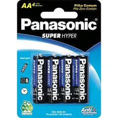 [+ POR - R$4,11] Panasonic UM-3SHS - Pilha Comum AA, Tensão 1,5 Volts, Embalagem com 4 pilhas