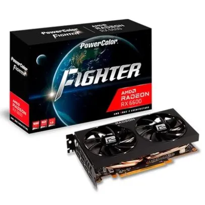 Placa de Vídeo Power Color Fighter AMD Radeon AXRX 6600 3DH, 8GB GDDR6,  Preto - AXRX 6600 8GBD6-3DH