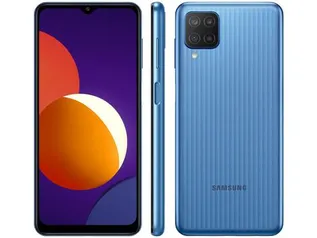 Smartphone Samsung Galaxy M12 64GB Azul 4G - 4GB RAM Tela 6,5” Câm. Quádrupla + Selfie 8MP - Galaxy M12