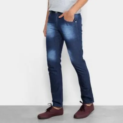 Calça Jeans Slim Preston Bigode Masculina - Azul