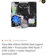 Kit Upgrade R7 2700 + B450 Steel legend cooler deepcool