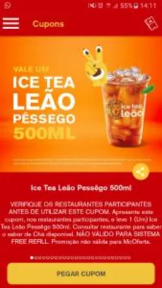 500ml grátis Chá Pêssego (Clientes Selecionados)