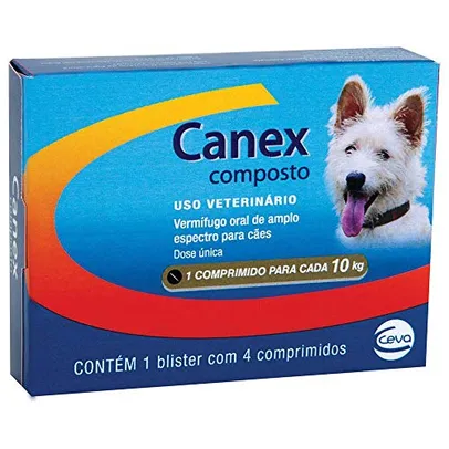 Ceva Vermífugo Canex Composto para Cães, 4 Comprimidos