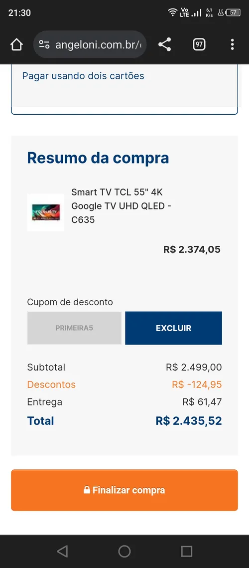 Imagem na descrição da promoção