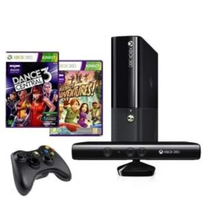 [CASAS BAHIA] Console Microsoft Xbox 360 4GB + Kinect + Controle Wireless + Jogo Kinect Adventures + Jogo Dance Central 3 - Console Microsoft Xbox 360