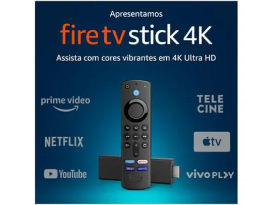 Fire TV Stick Amazon 4K HDMI  - compatível com Alexa - TV 4K Ultra HD 