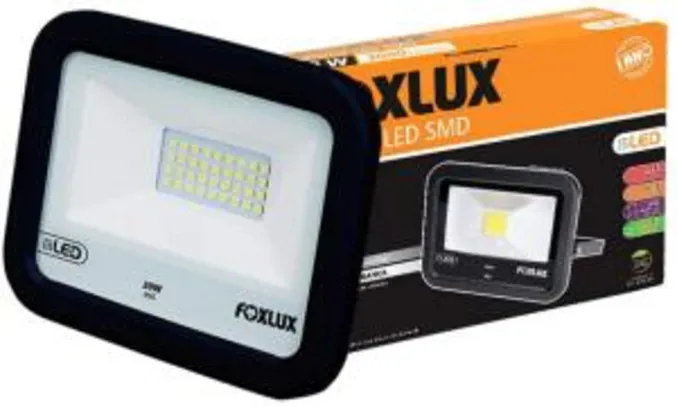 [Prime] Refletor LED 10W 6500K (Luz Branca), Foxlux, Cor Preto, Bivolt R$ 29