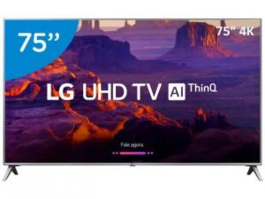 Smart TV 4K LED 75” LG 75UK6520 Wi-Fi HDR - Inteligência Artificial Conversor Digital 4 HDMI por R$ 6499