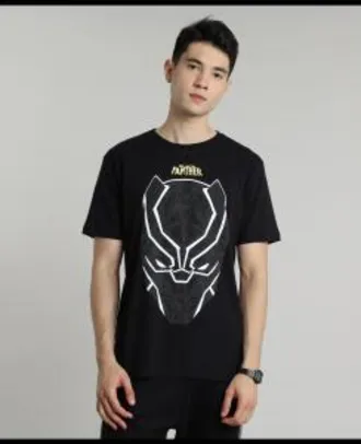 Camiseta Masculina Pantera Megra Manga Curta Gola Careca Preta R$20