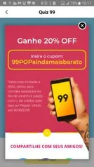 20% OFF na corrida da  99 pop RJ