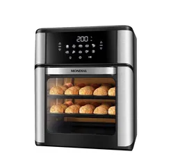 Fritadeira Elétrica Sem Óleo Air Fryer Oven 2 em 1 Mondial AFON-12L-BI 12L Digital – Preta/Inox