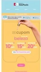 Beleza com Cupom + Desconto Progressivo Até 10%, 15% e 20%